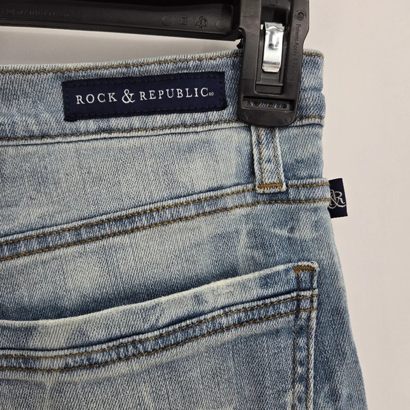 ROCK & REPUBLIC Bumpershoot Denim Shorts, Raw Hem Size:6 - Picture 6 of 12